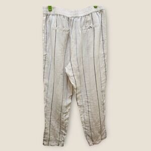 C&C California Womens 100% Linen Striped Pull On Pants White Blue Pink Size M